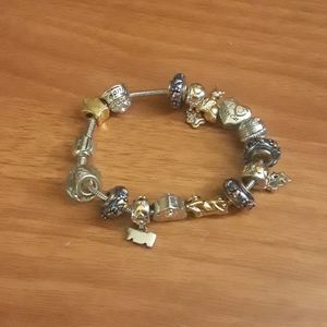 A real  silver gold and blue metallic  bracelet